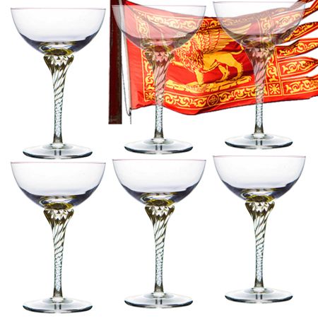 Ensemble de 6 coupes à champagne en cristal de Murano